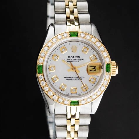 rolex two tone mop emerald